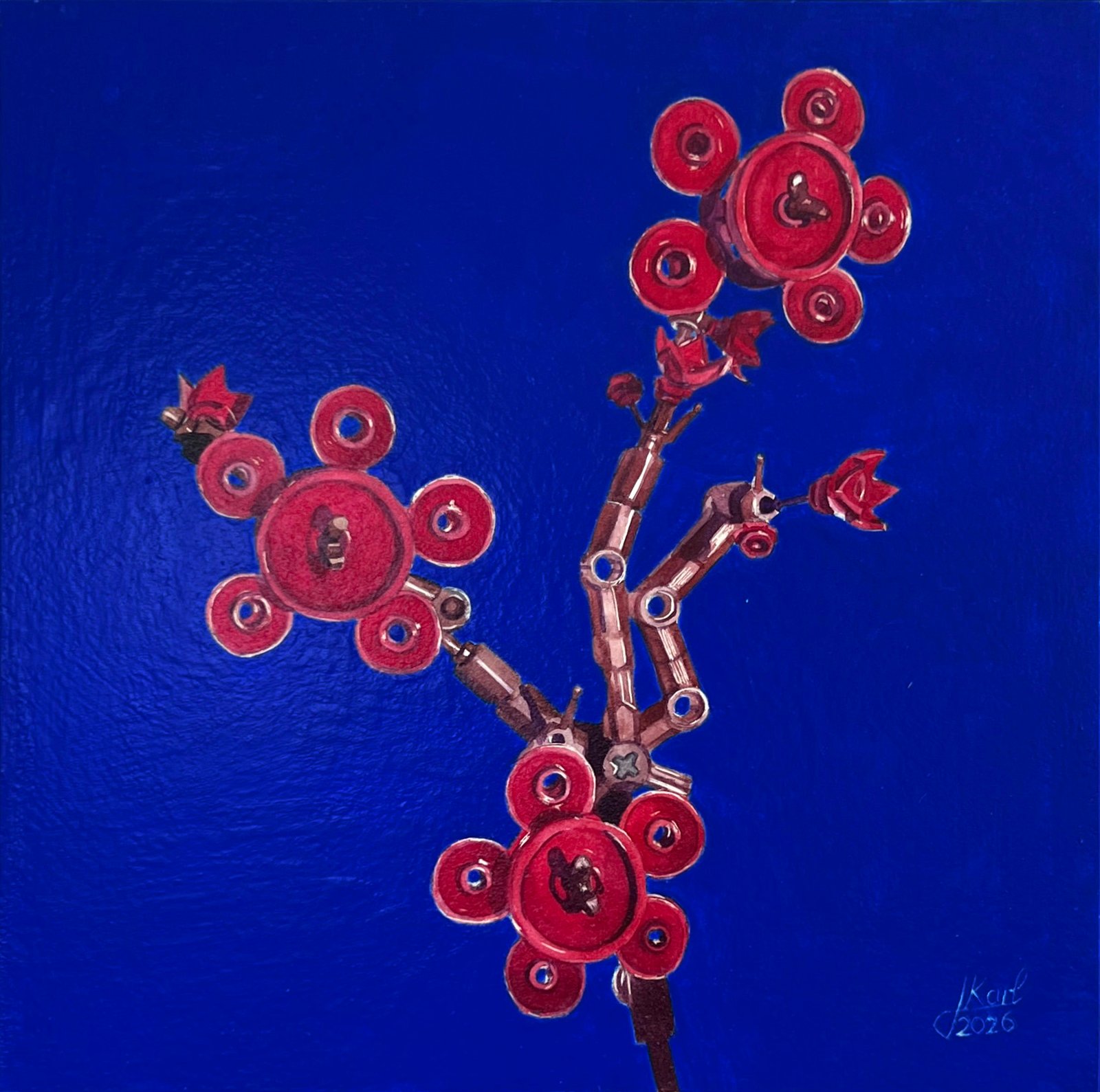 Brick Flowers: Winter Quince in Ultramarine